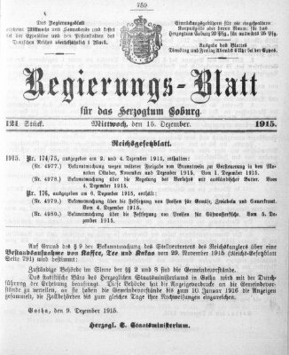 Regierungs-Blatt für das Herzogtum Coburg (Coburger Regierungs-Blatt) Mittwoch 15. Dezember 1915