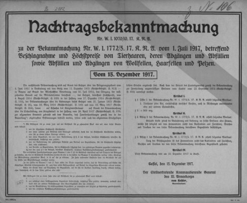 Regierungs-Blatt für das Herzogtum Coburg (Coburger Regierungs-Blatt) Samstag 15. Dezember 1917