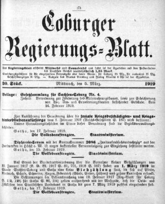 Coburger Regierungs-Blatt Mittwoch 5. März 1919