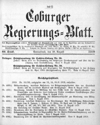 Coburger Regierungs-Blatt Samstag 23. August 1919