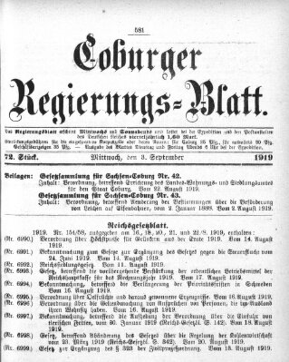 Coburger Regierungs-Blatt Mittwoch 3. September 1919