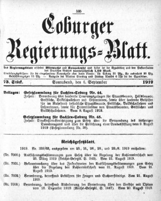 Coburger Regierungs-Blatt Samstag 6. September 1919