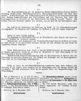 Coburger Regierungs-Blatt Mittwoch 12. November 1919