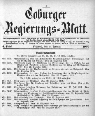 Coburger Regierungs-Blatt Mittwoch 14. Januar 1920