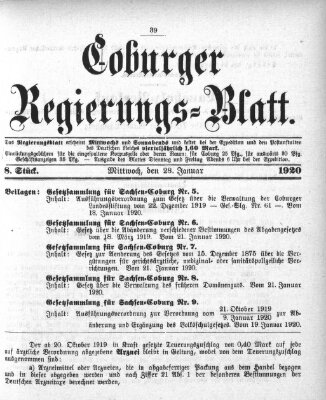 Coburger Regierungs-Blatt Mittwoch 28. Januar 1920