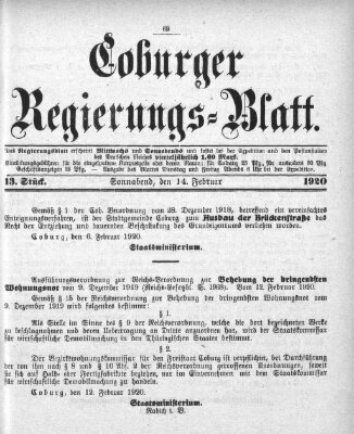 Coburger Regierungs-Blatt Samstag 14. Februar 1920