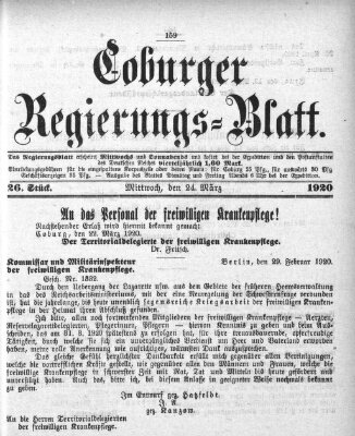 Coburger Regierungs-Blatt Mittwoch 24. März 1920