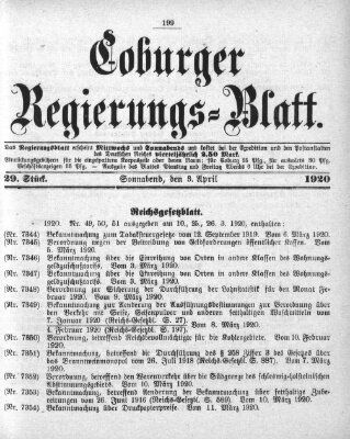 Coburger Regierungs-Blatt Samstag 3. April 1920