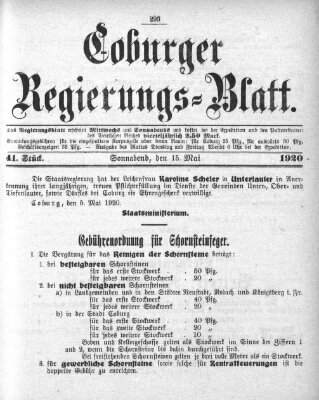 Coburger Regierungs-Blatt Samstag 15. Mai 1920