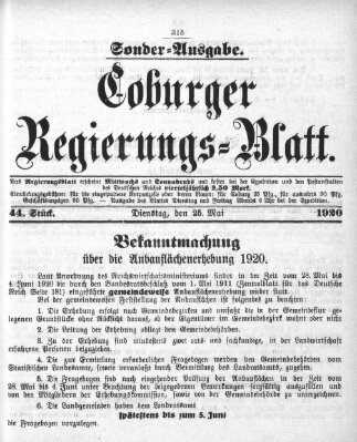 Coburger Regierungs-Blatt Dienstag 25. Mai 1920