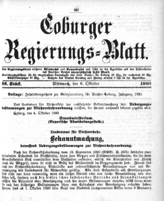 Coburger Regierungs-Blatt Mittwoch 6. Oktober 1920