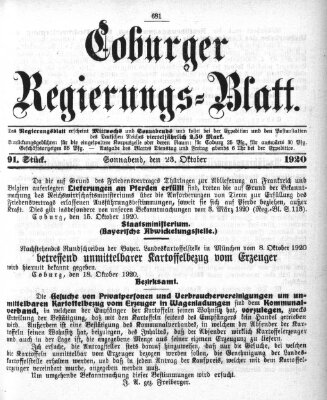 Coburger Regierungs-Blatt Donnerstag 28. Oktober 1920