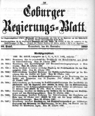 Coburger Regierungs-Blatt Samstag 20. November 1920