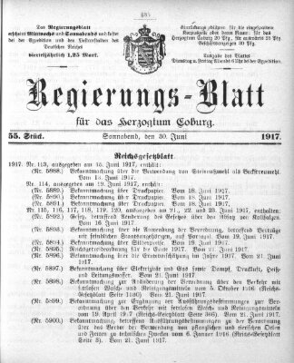 Regierungs-Blatt für das Herzogtum Coburg (Coburger Regierungs-Blatt) Samstag 30. Juni 1917