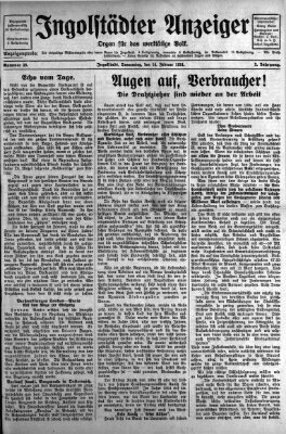 Ingolstädter Anzeiger Donnerstag 14. Februar 1924