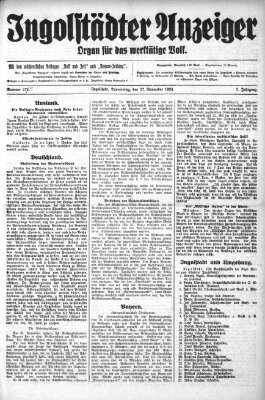 Ingolstädter Anzeiger Donnerstag 27. November 1924