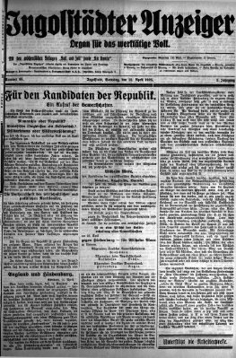 Ingolstädter Anzeiger Samstag 18. April 1925