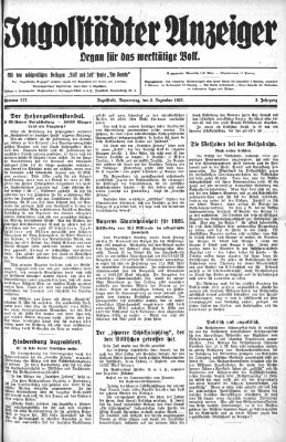 Ingolstädter Anzeiger Donnerstag 3. Dezember 1925