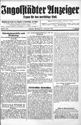 Ingolstädter Anzeiger Mittwoch 1. September 1926