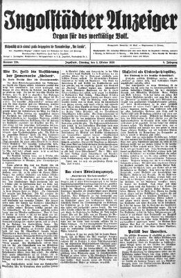 Ingolstädter Anzeiger Dienstag 5. Oktober 1926