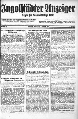 Ingolstädter Anzeiger Montag 7. Februar 1927