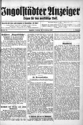 Ingolstädter Anzeiger Dienstag 22. Februar 1927