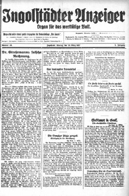 Ingolstädter Anzeiger Montag 14. März 1927