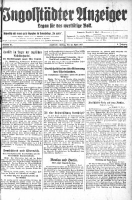 Ingolstädter Anzeiger Freitag 22. April 1927