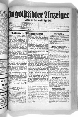 Ingolstädter Anzeiger Donnerstag 1. September 1927