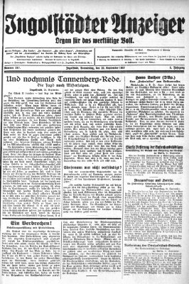 Ingolstädter Anzeiger Donnerstag 22. September 1927