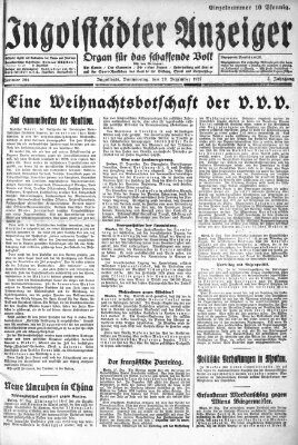 Ingolstädter Anzeiger Donnerstag 29. Dezember 1927