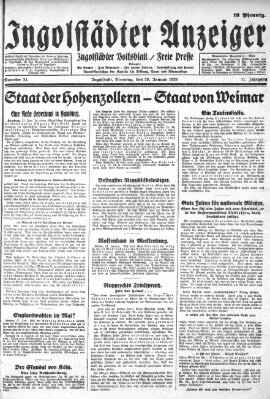 Ingolstädter Anzeiger Dienstag 29. Januar 1929