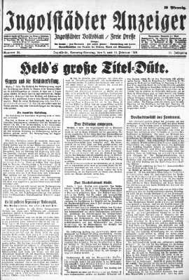 Ingolstädter Anzeiger Samstag 9. Februar 1929