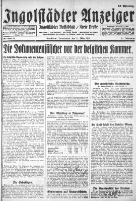 Ingolstädter Anzeiger Donnerstag 21. März 1929