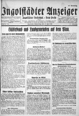 Ingolstädter Anzeiger Donnerstag 27. Juni 1929