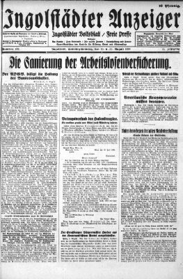 Ingolstädter Anzeiger Sonntag 11. August 1929