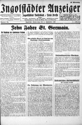 Ingolstädter Anzeiger Donnerstag 12. September 1929