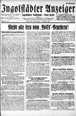 Ingolstädter Anzeiger Donnerstag 17. Oktober 1929