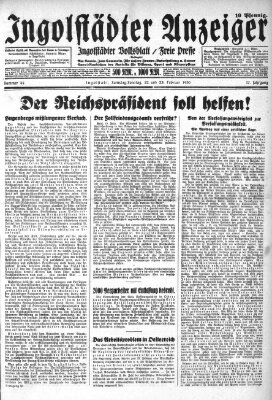 Ingolstädter Anzeiger Samstag 22. Februar 1930