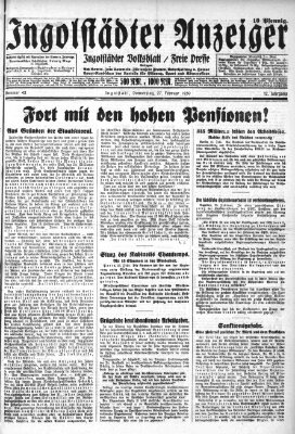 Ingolstädter Anzeiger Donnerstag 27. Februar 1930