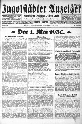 Ingolstädter Anzeiger Donnerstag 1. Mai 1930