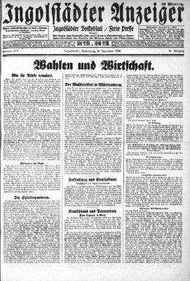 Ingolstädter Anzeiger Donnerstag 18. September 1930