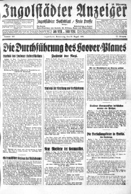 Ingolstädter Anzeiger Donnerstag 13. August 1931