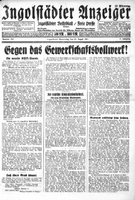 Ingolstädter Anzeiger Donnerstag 27. August 1931