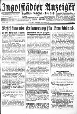 Ingolstädter Anzeiger Donnerstag 1. Oktober 1931