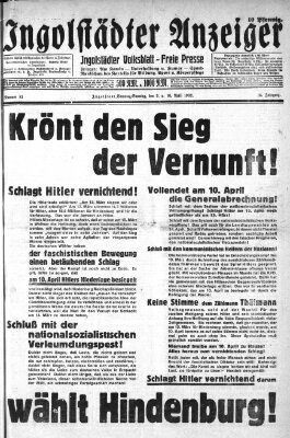 Ingolstädter Anzeiger Sonntag 10. April 1932