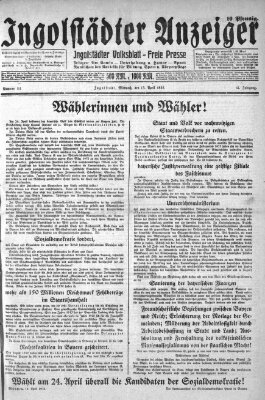 Ingolstädter Anzeiger Wednesday 13. April 1932