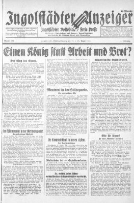 Ingolstädter Anzeiger Sonntag 28. August 1932