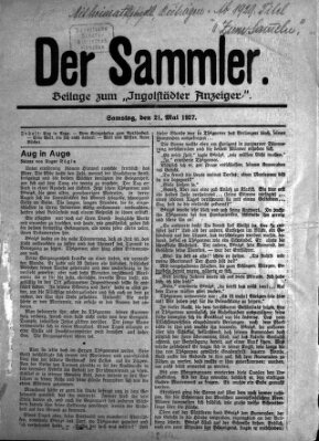 Ingolstädter Anzeiger Samstag 21. Mai 1927