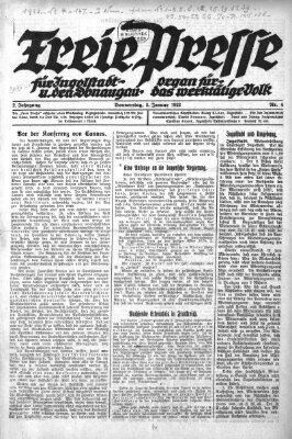 Freie Presse für Ingolstadt u. den Donaugau (Ingolstädter Anzeiger) Donnerstag 5. Januar 1922